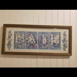 Vintage 80s victorian style Cherubs/angels "Bath" Framed Print
